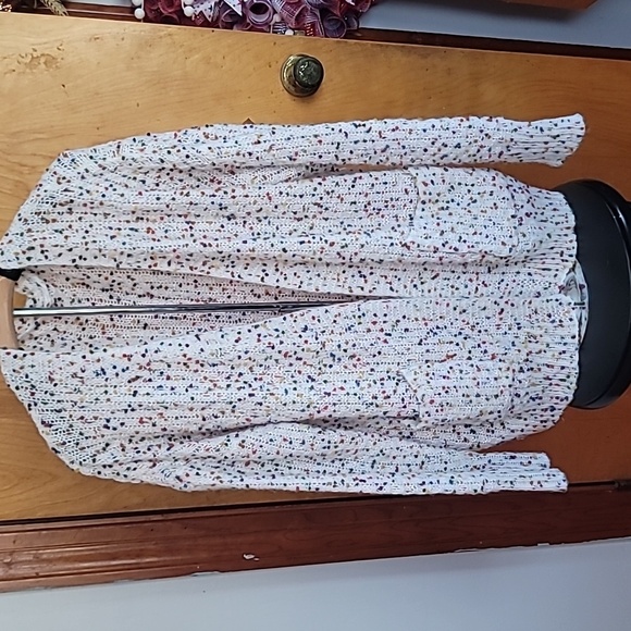 SHEIN Sweaters - Shein White Cardigan with Multi Color Flecks